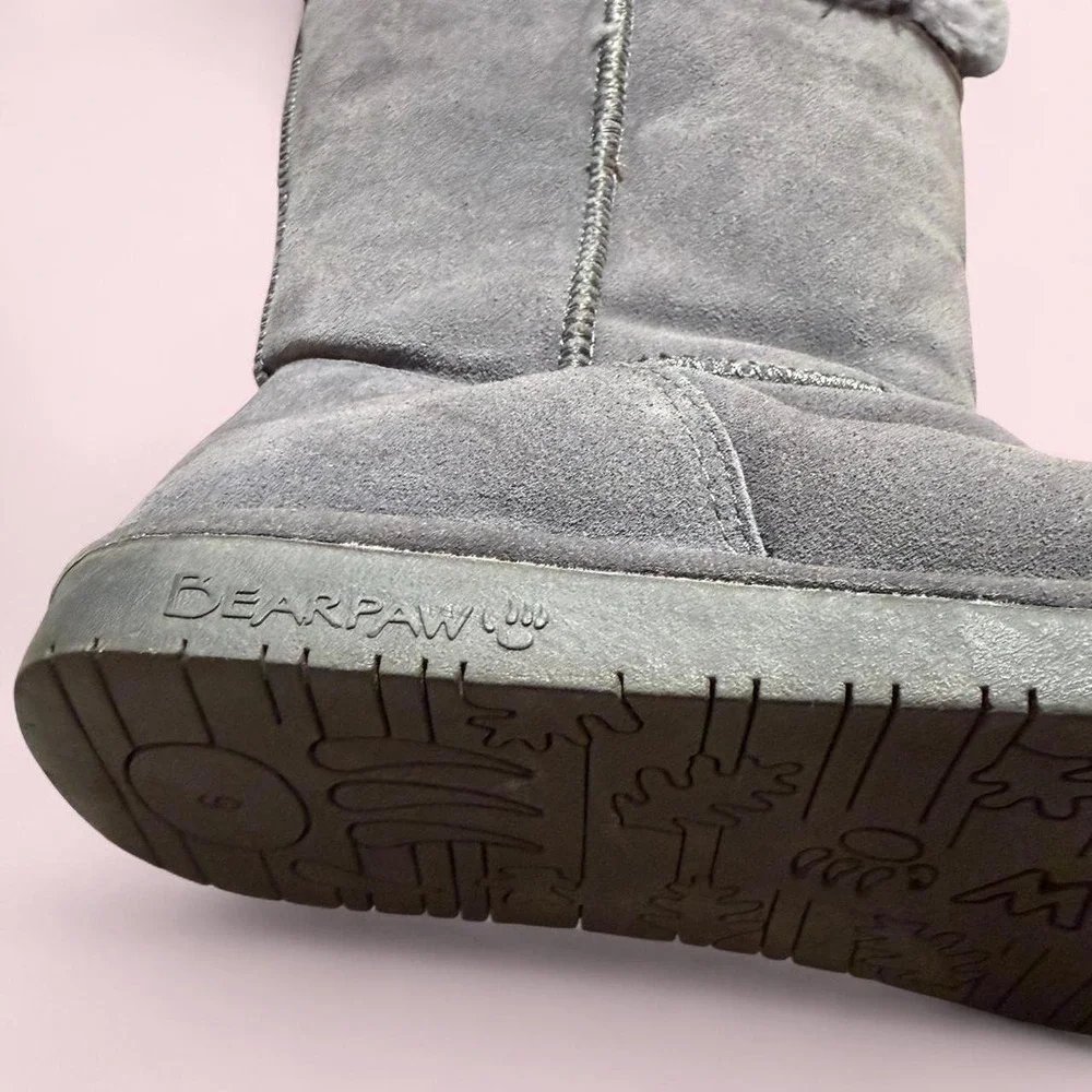 Bearpaw Marissa Grey Suede Sheepskin Wool Winter Boots 1208W Womens 9